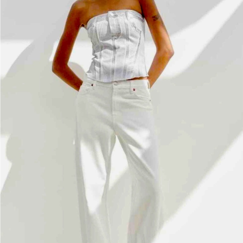 ZARA METALLIC STRAPLESS TOP